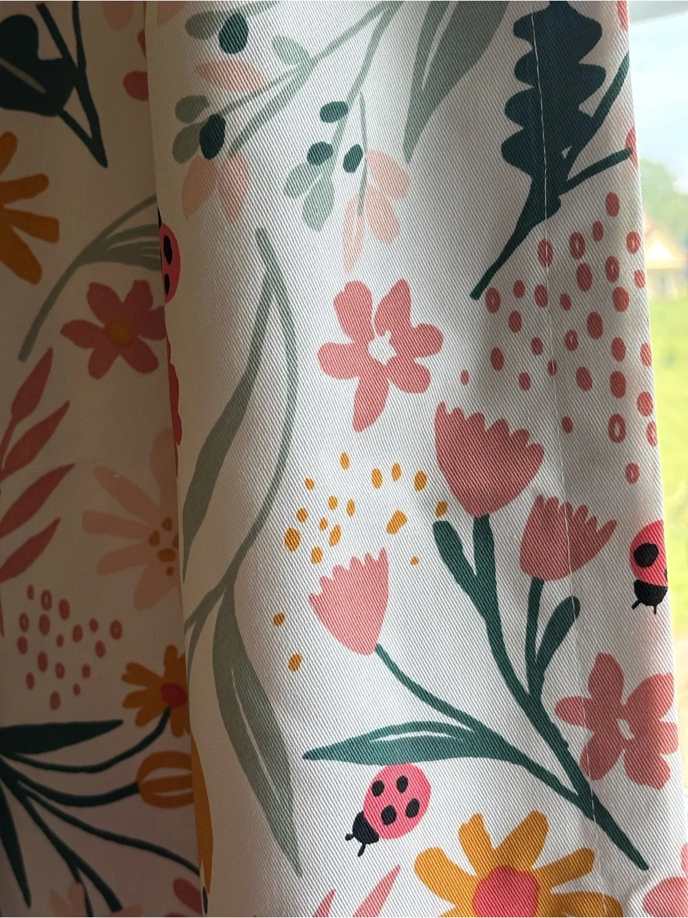 Target In The Garden Printed Window Panel - Pink, Green, Yellow